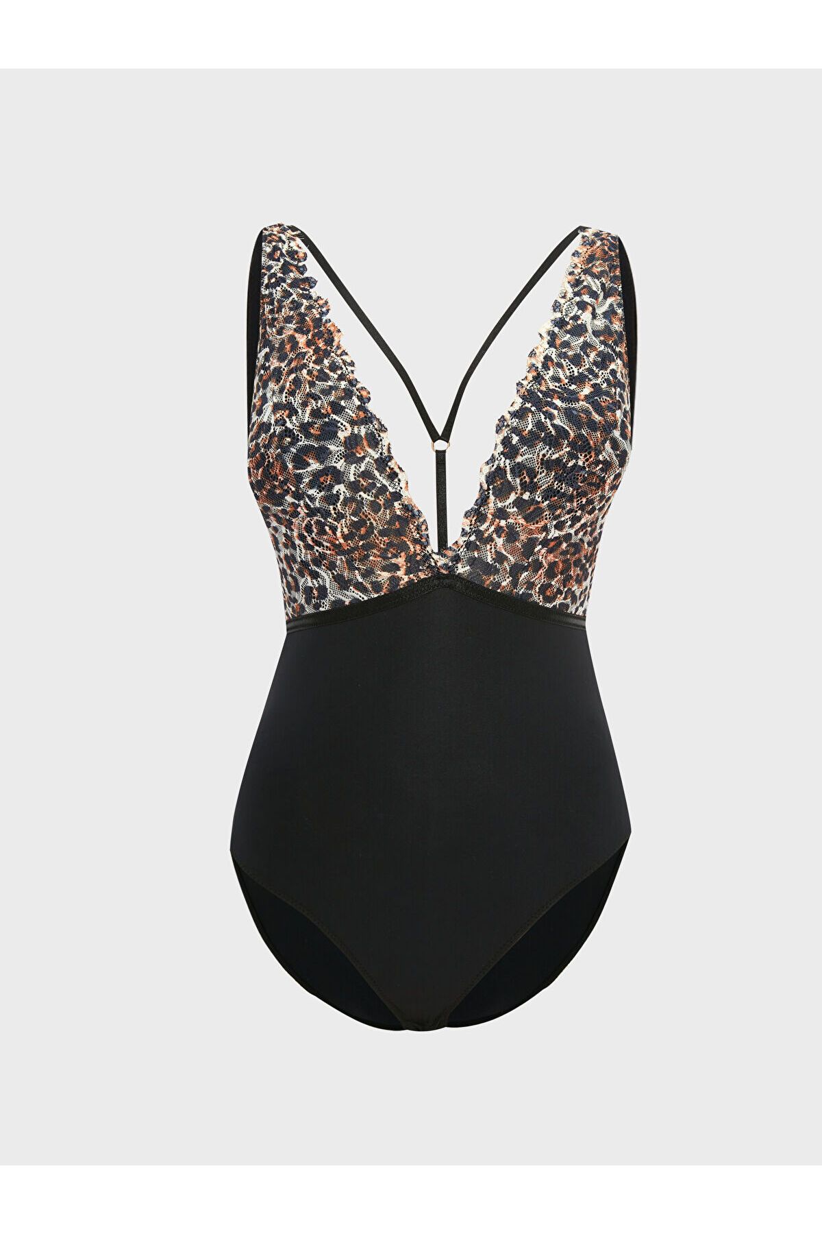 LC Waikiki V Yaka Desenli Bodysuit