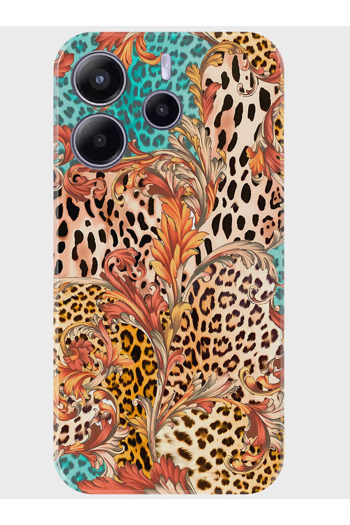 Activist Xiaomi Redmi Note 14 5G Kılıf Baskılı Silikon Kapak - leopar_çiçek
