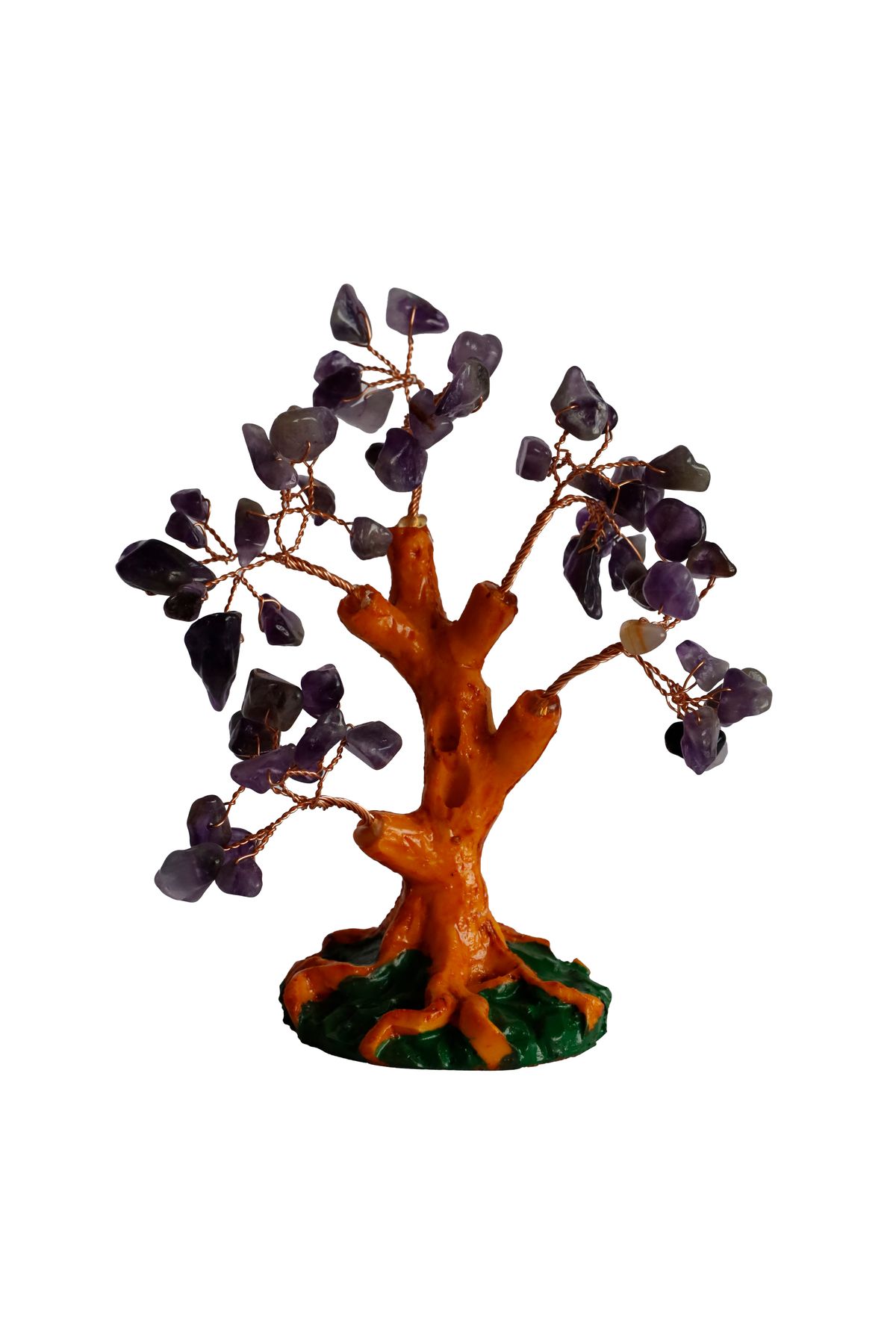 taru pasaj Doğal Ametist Taşlı Hayat Ağacı Biblo - 16x14 cm Enerji Taşı Dekoratif Obje