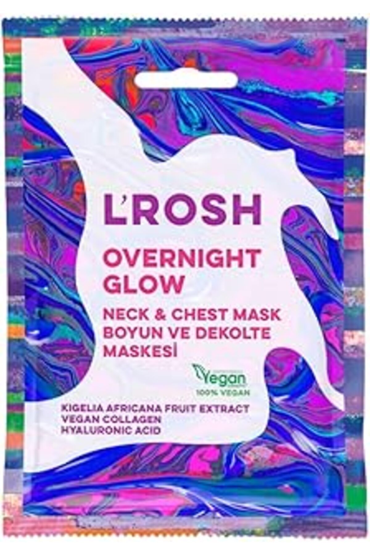Mu Art Ahşap L'Rosh Ower Night Glow Neck & Chest Mask, Vegan, Yaşlanma Karşıtı, Nemlendirici, Aydınlatıcı Boyun