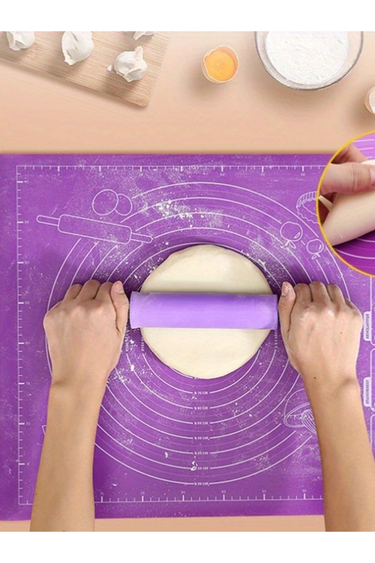 Trendpazarım 50x40 cm Kaymaz Silikon Hamur Açma Matı – Yapışmaz, Kolay Temizlenir Mutfak Yardımcısı