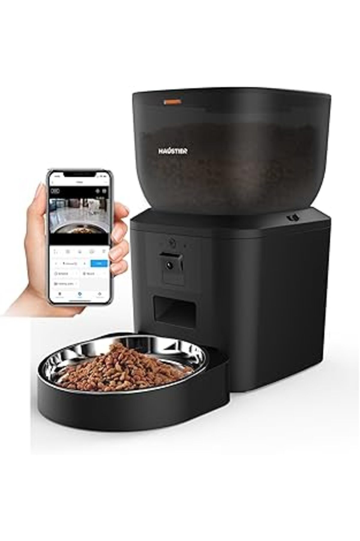 Mu Art Ahşap Haustier Qq029 Kameralı 1080P Gece Görüş Akıllı Kedi Köpek Otomatik Mama Kabı, Tuya App-Wifi Uzakta