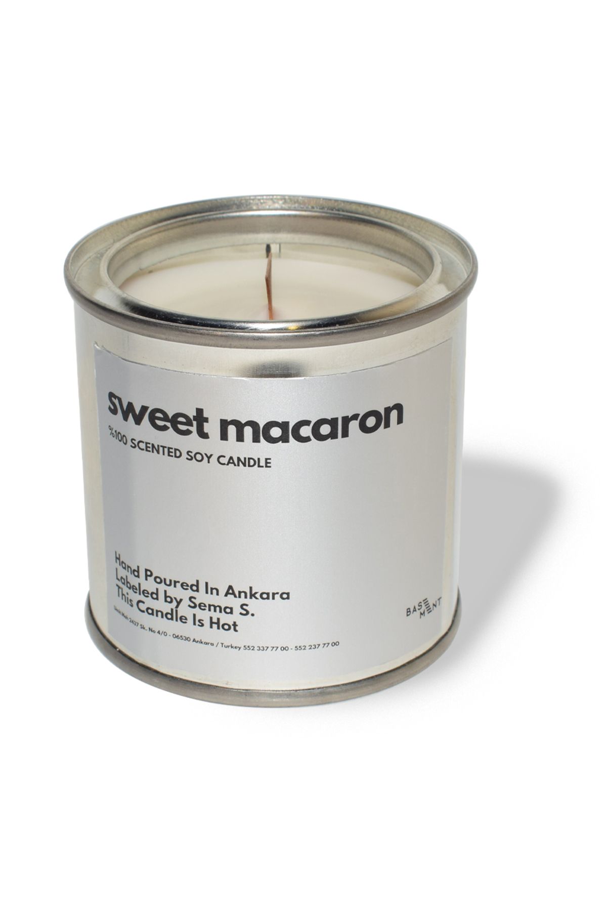 Basement Atellier Metal Kapta Esanslarla Zenginleşen Dekoratif Soya Mum : 280 gr : Sweet Macaron