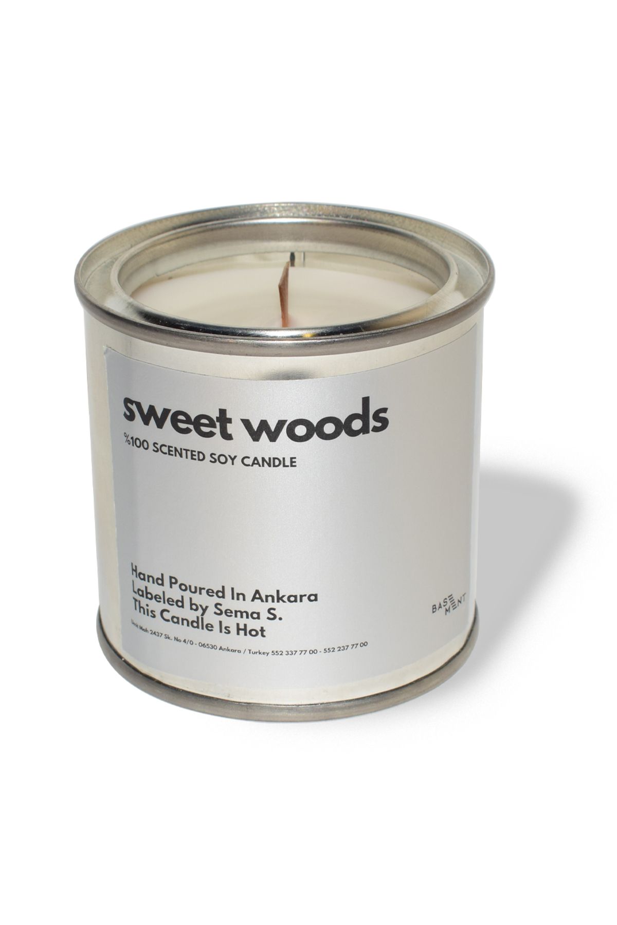 Basement Atellier Metal Kapta Esanslarla Zenginleşen Dekoratif Soya Mum : 280 gr : Sweet Woods