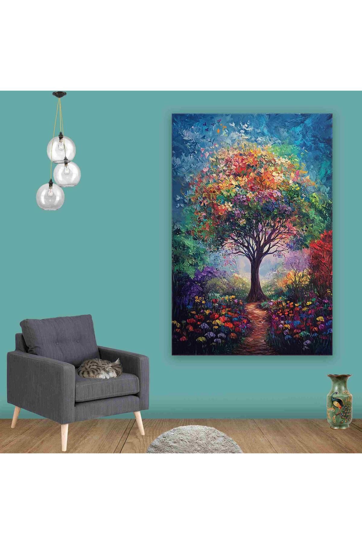 Ritmo Canvas Renkli Bir Ağaç Kanvas Tablo
