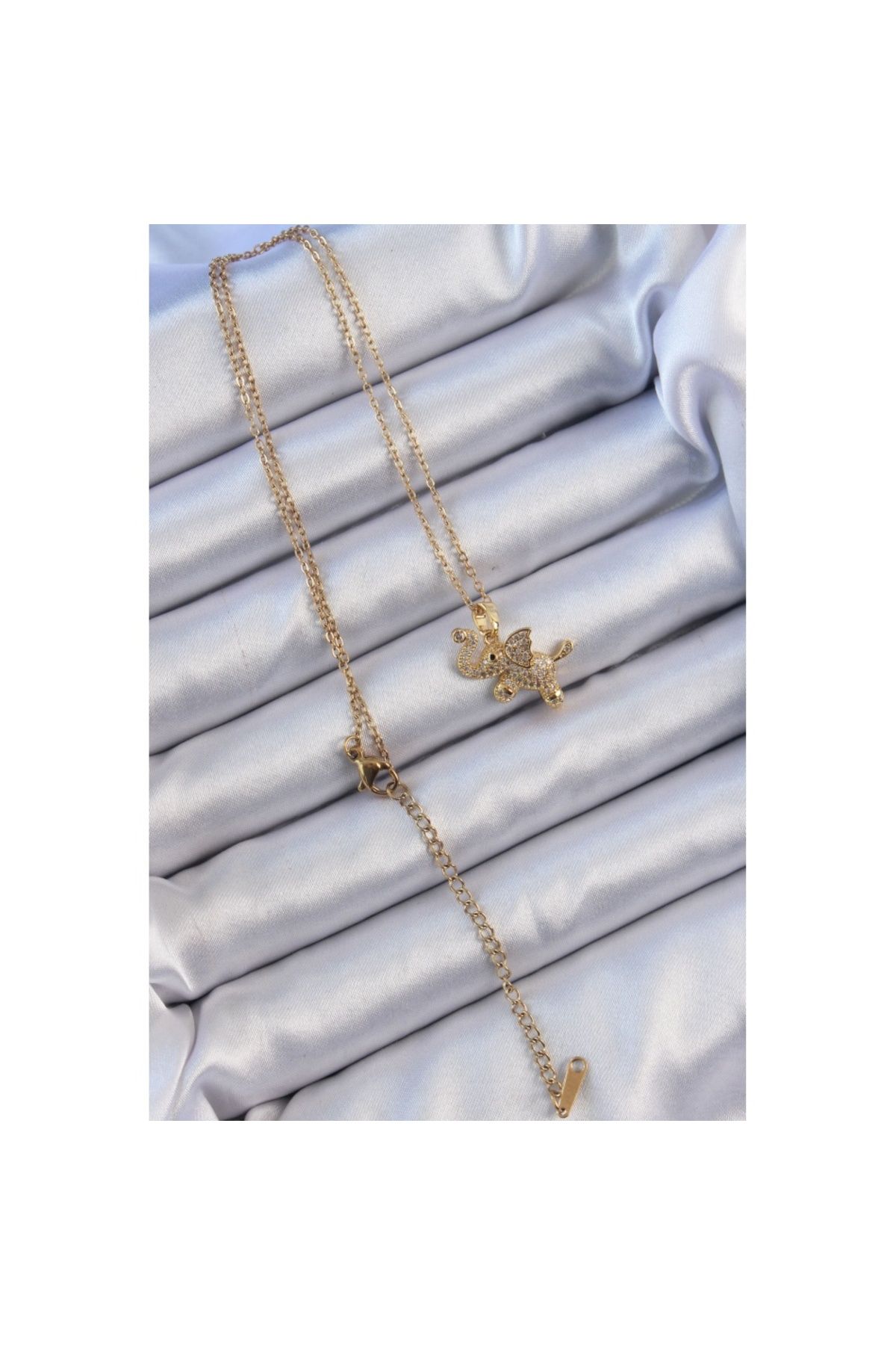 Skygo-316L Steel Chain Gold Color Zircon Stone Elephant Necklace - Tj-Bko9091 2