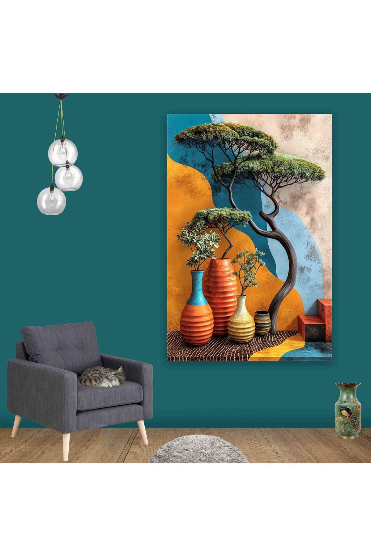 Ritmo Canvas Afrika Doğası ve Saksılar Kanvas Tablo