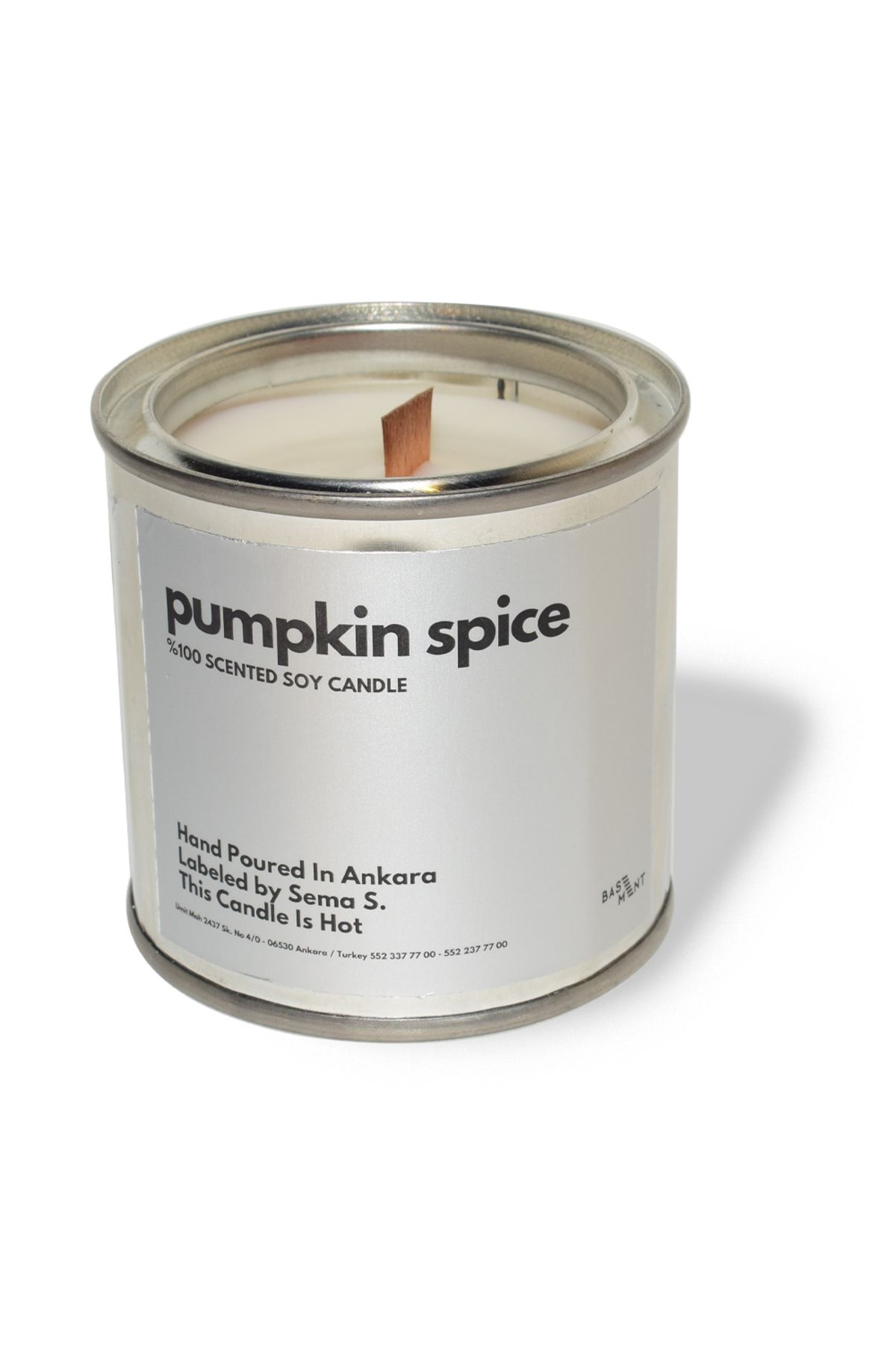 Basement Atellier Metal Kapta Esanslarla Zenginleşen Dekoratif Soya Mum : 280 gr : Pumpkin Spice