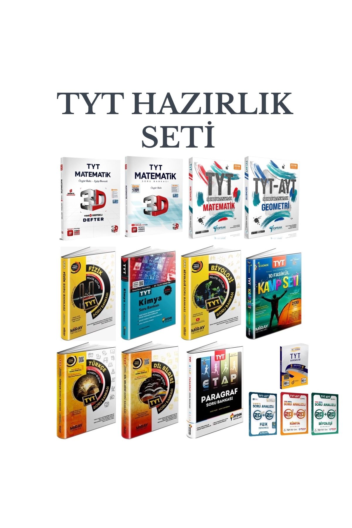 3D Yayınları TYT Hazırlık Seti 3D, Aydın, Miray, Toprak Yayınları Bol Hediyeli.