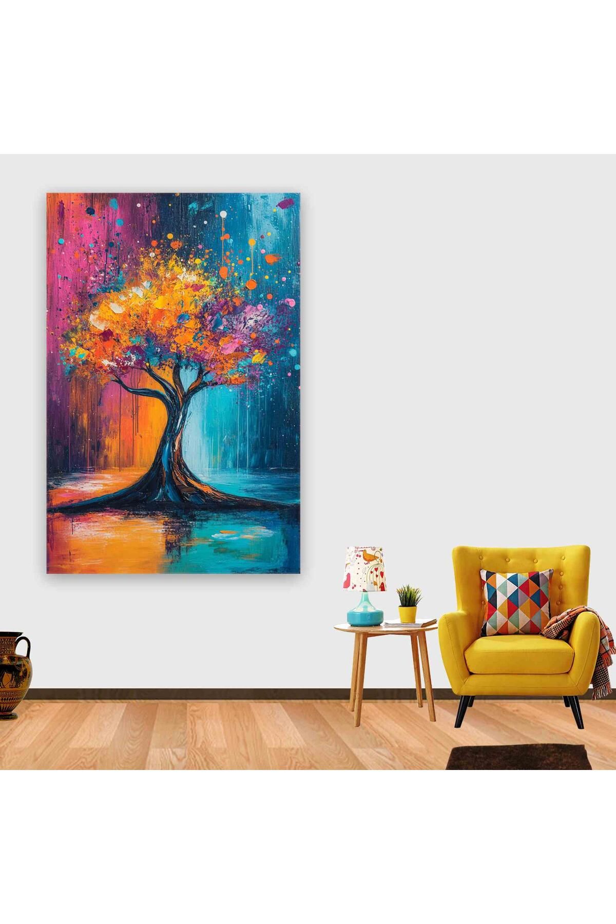 Ritmo Canvas Yağlı Boya Ağaç Tekrar Kanvas Tablo
