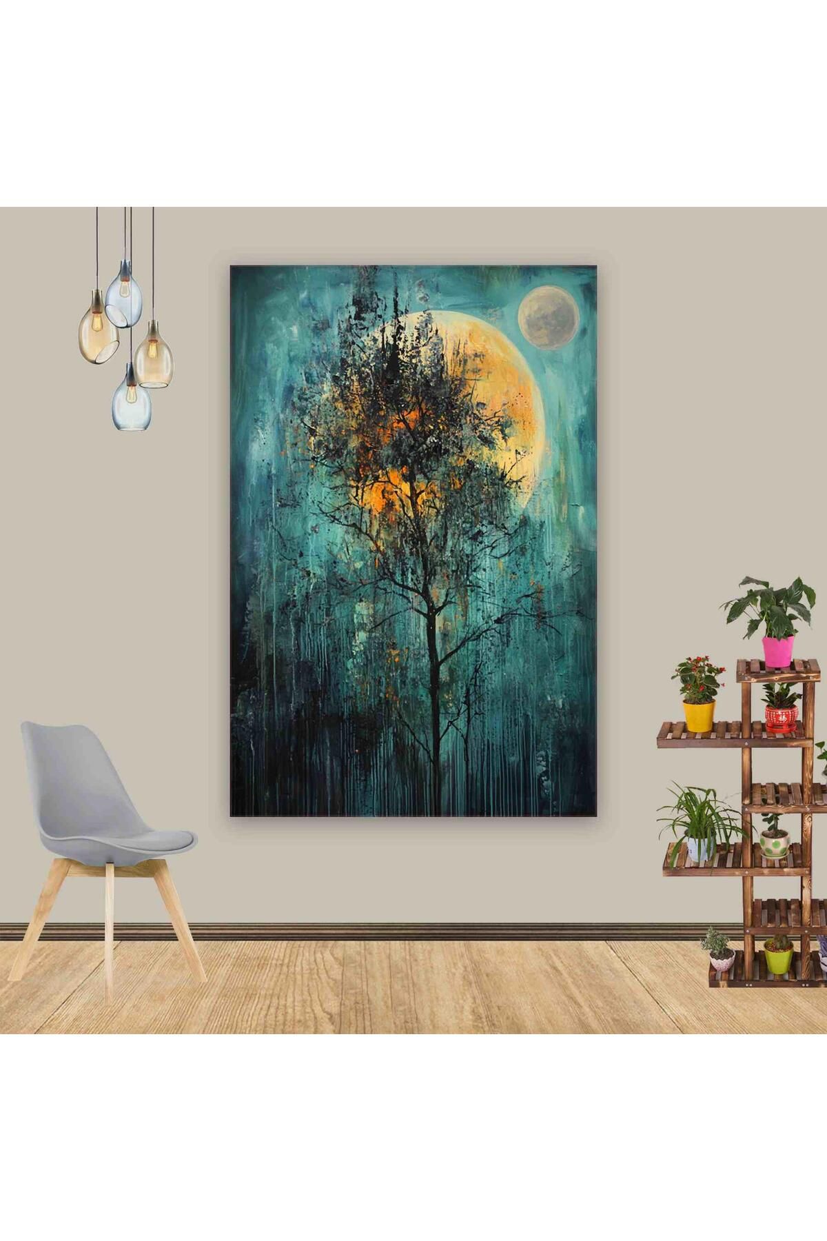 Ritmo Canvas Doğa ve Dolunay Kanvas Tablo