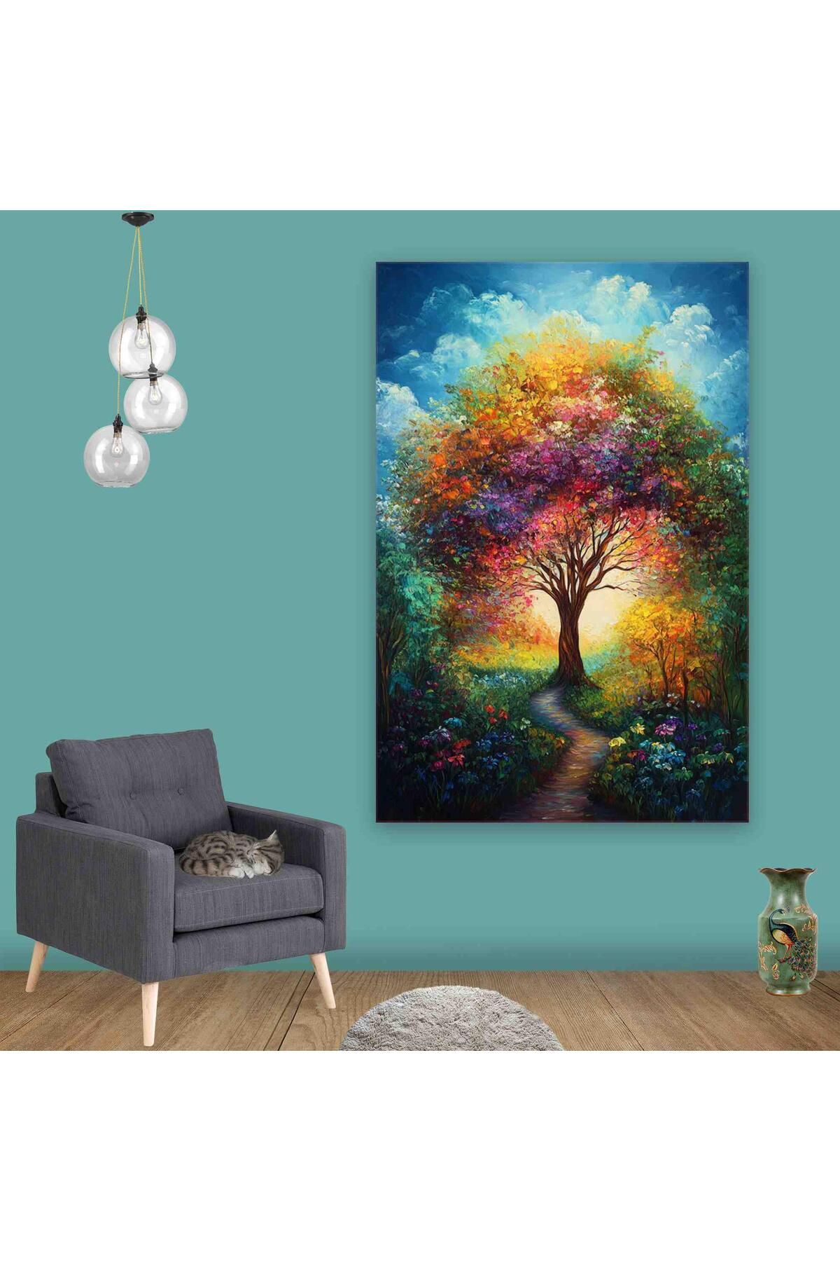 Ritmo Canvas Renkli Ağaç 999 Kanvas Tablo