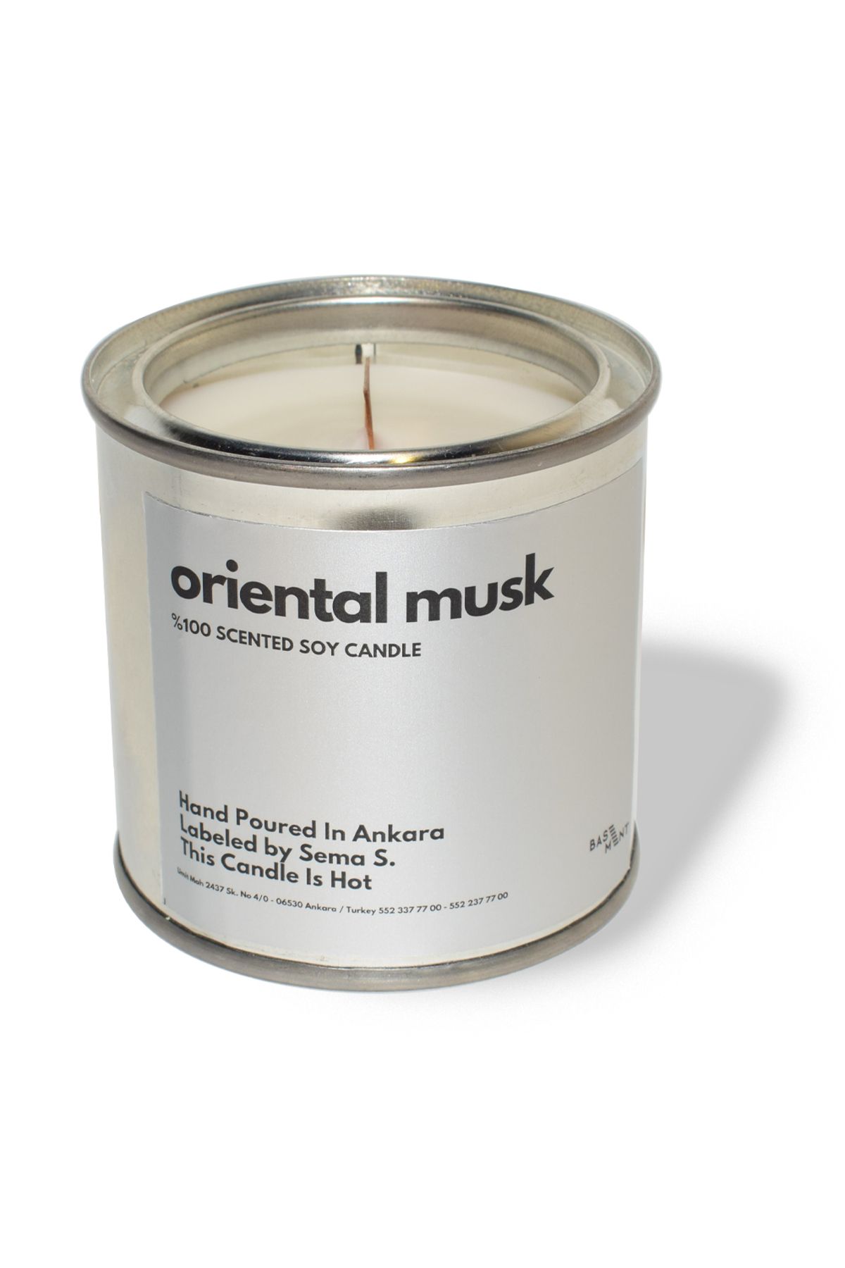 Basement Atellier Metal Kapta Esanslarla Zenginleşen Dekoratif Soya Mum : 280 gr : Oriental Musk