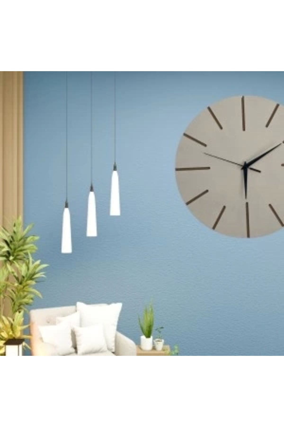 shopwave Ahşap Minimal Dekoratif Duvar Saati - 33x33 cm Krem