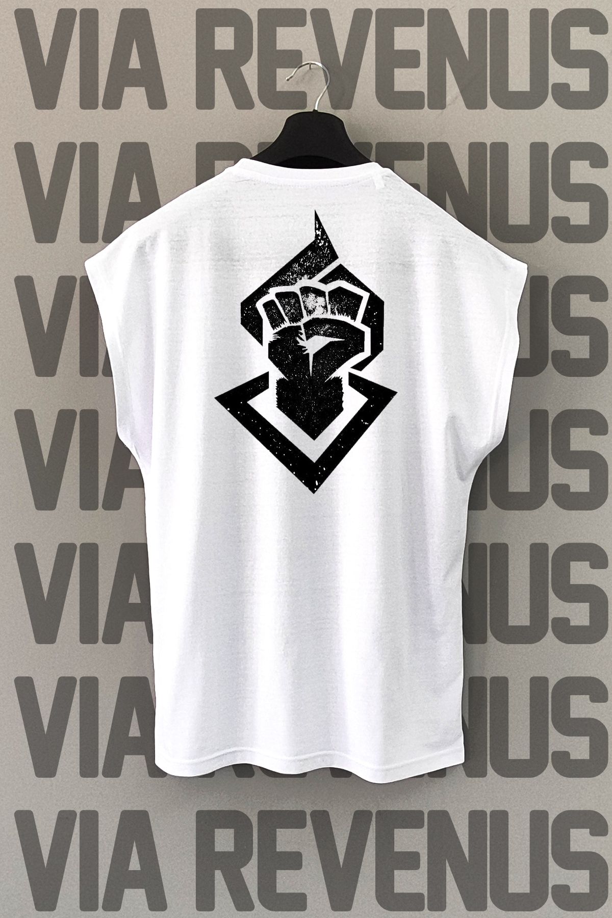 Vordevia Yumruk Sırt Baskılı Sıfır Kollu Bisiklet Yaka Spor Tshirt