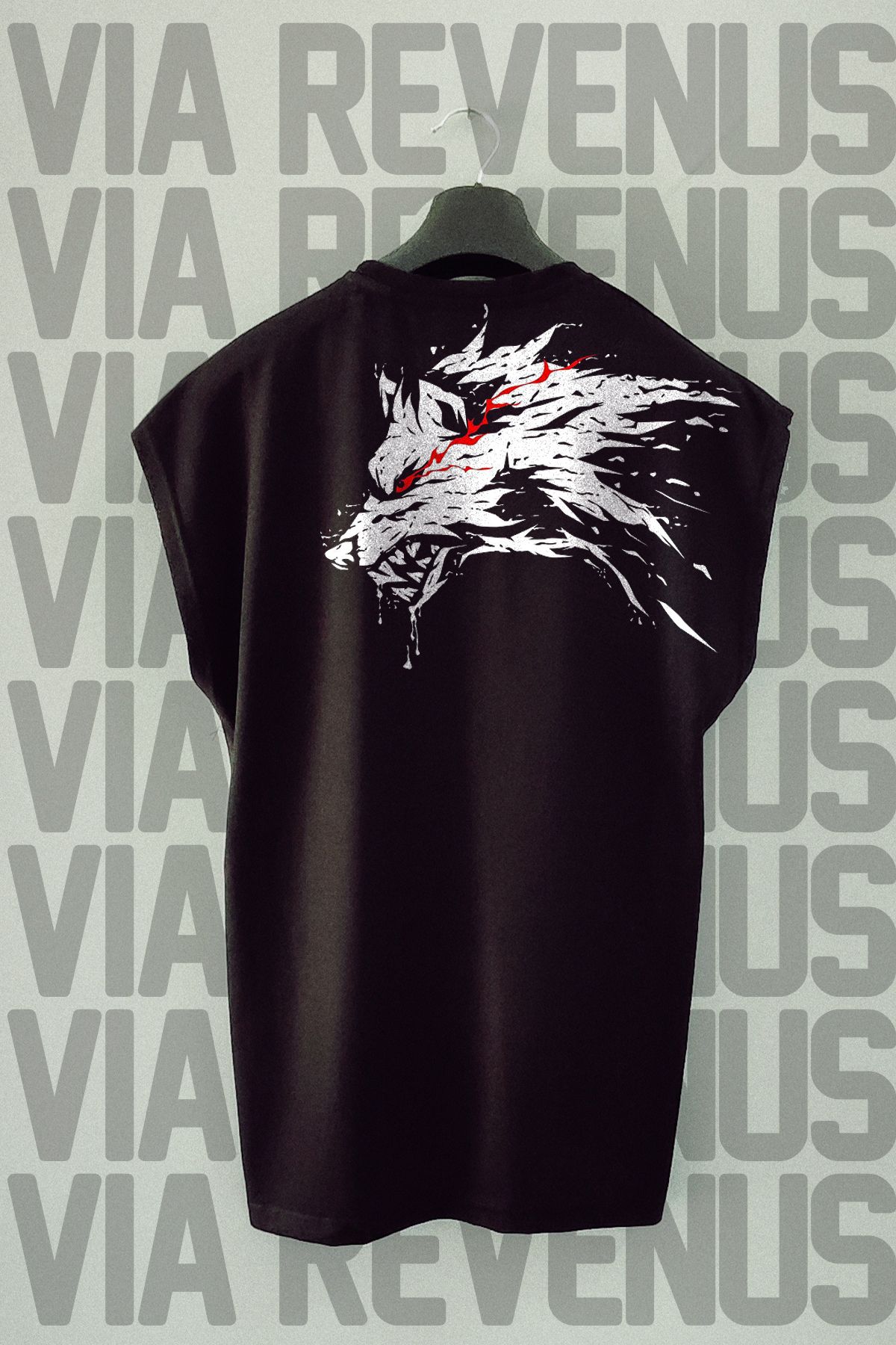 Vordevia Kurt Sırt Baskılı Sıfır Kollu Bisiklet Yaka Spor Tshirt