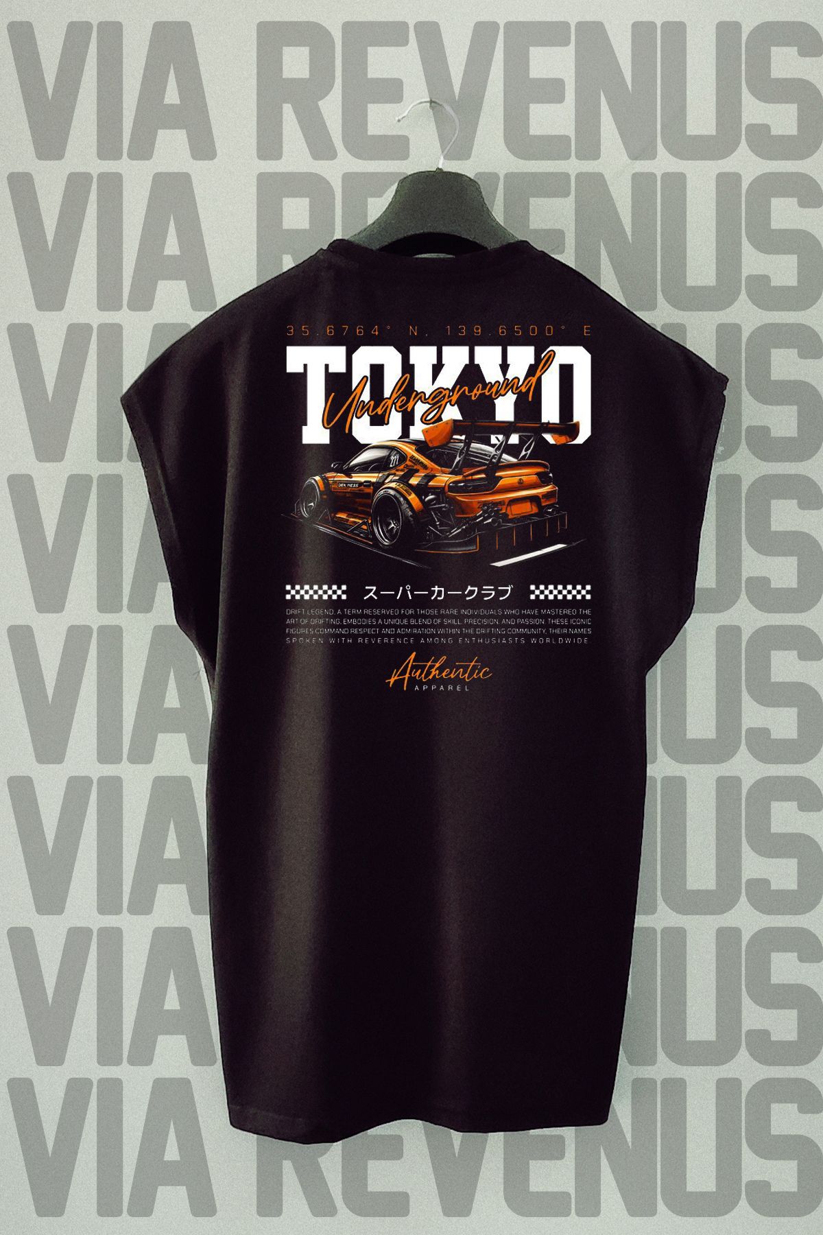 Vordevia Tokyo Underground Sırt Baskılı Sıfır Kollu Bisiklet Yaka Spor Tshirt