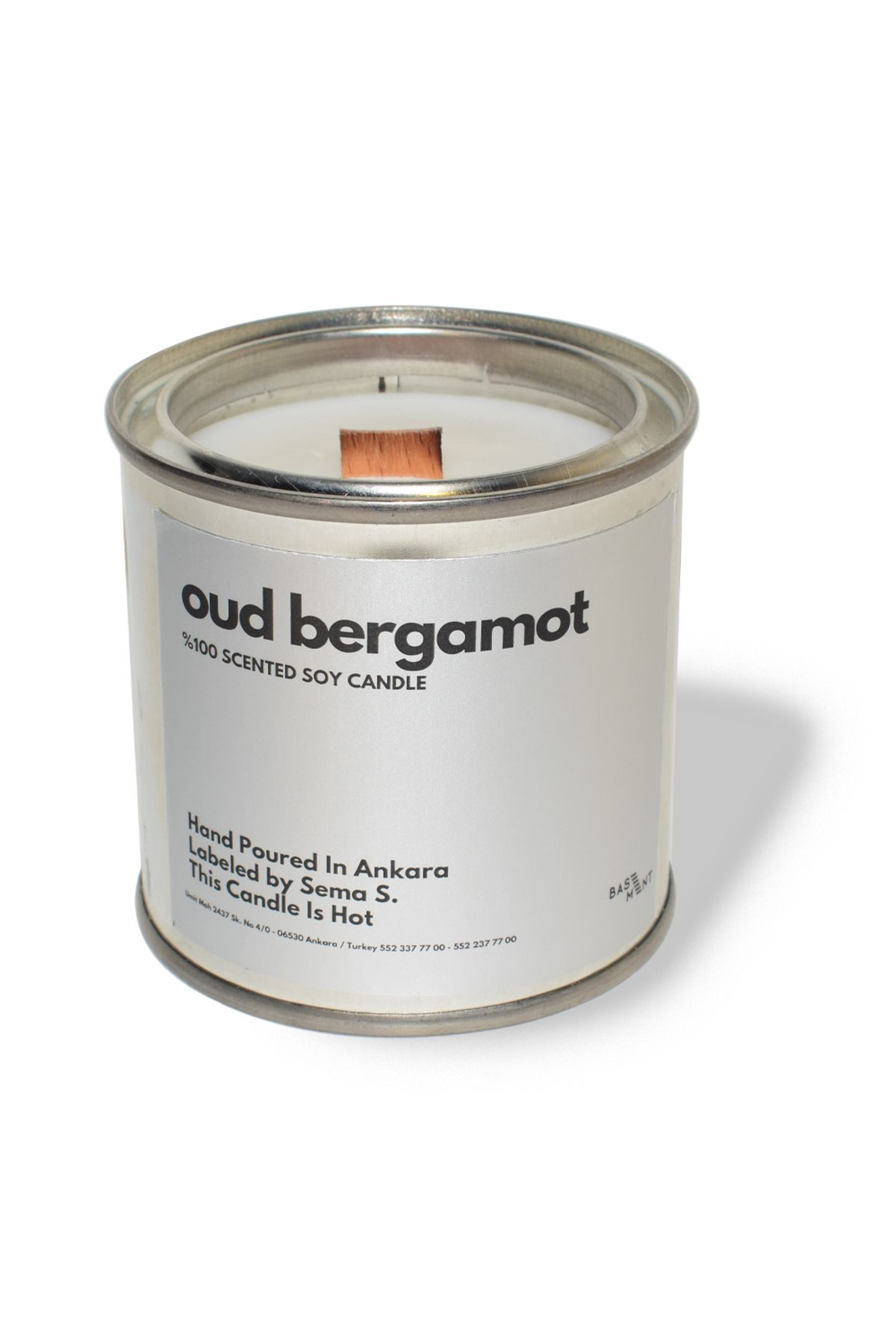 Basement Atellier Metal Kapta Esanslarla Zenginleşen Dekoratif Soya Mum : 280 gr : Oud Bergamot