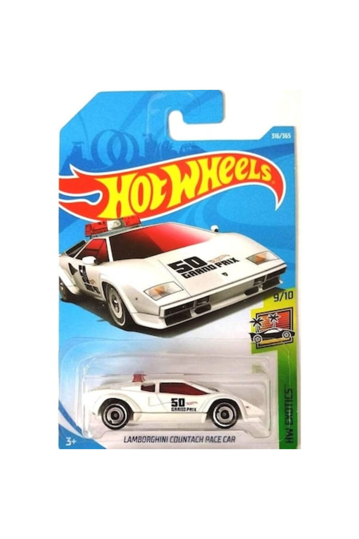 Masinuta metalica Hot Wheels, Lamborghini Countach Pace Car, Colectia 2018, 1:64, Alb