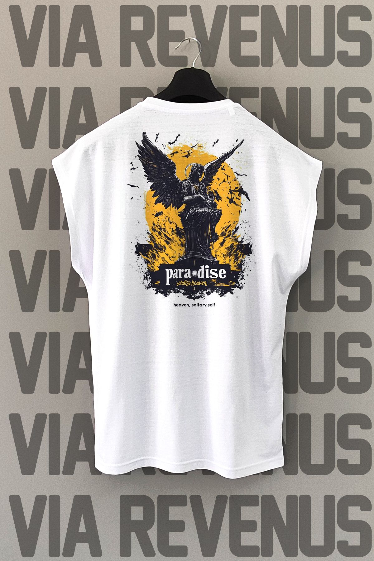 Vordevia Paradise Sırt Baskılı Sıfır Kollu Bisiklet Yaka Spor Tshirt