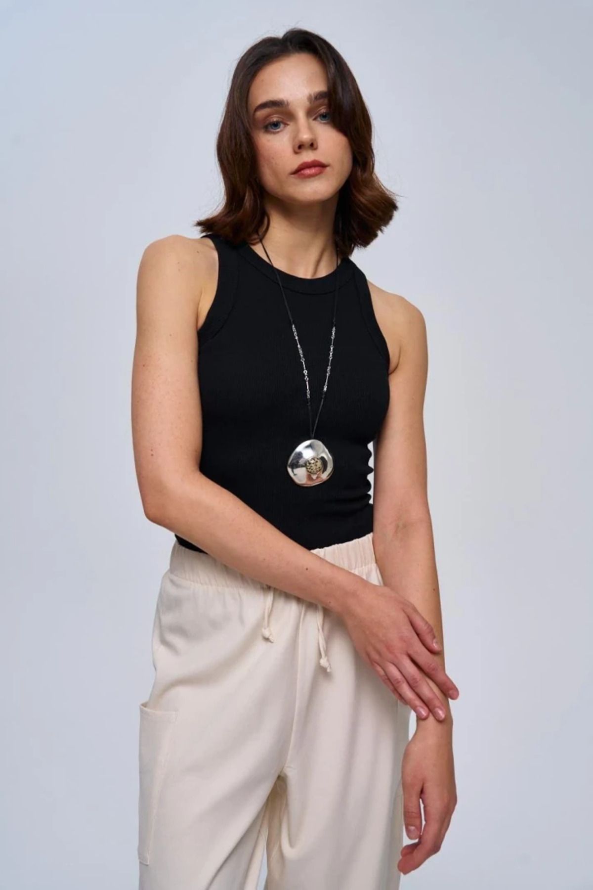 Tuba Butik Halter Yaka Fitilli Kadın Atlet