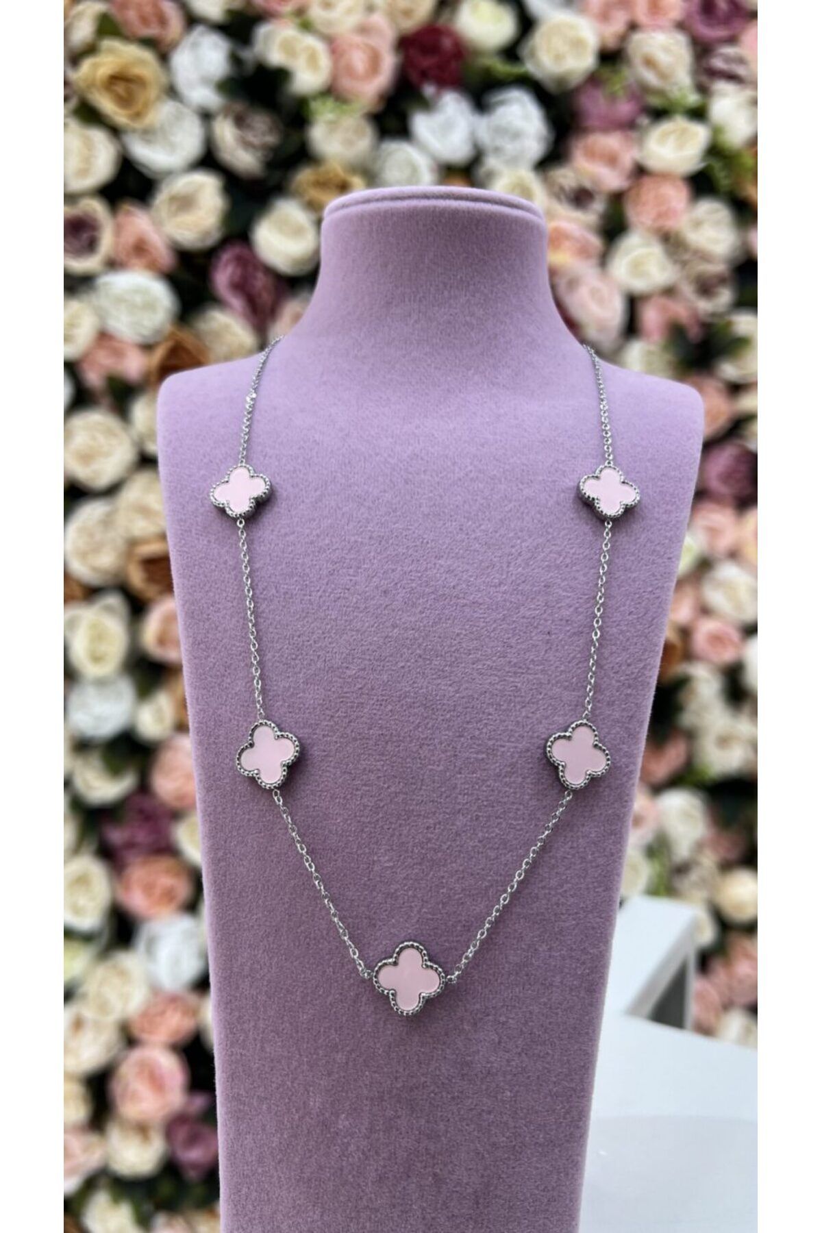 Senzavetra Gümüş Renk Pembe Van Cleef Kadın Kolye
