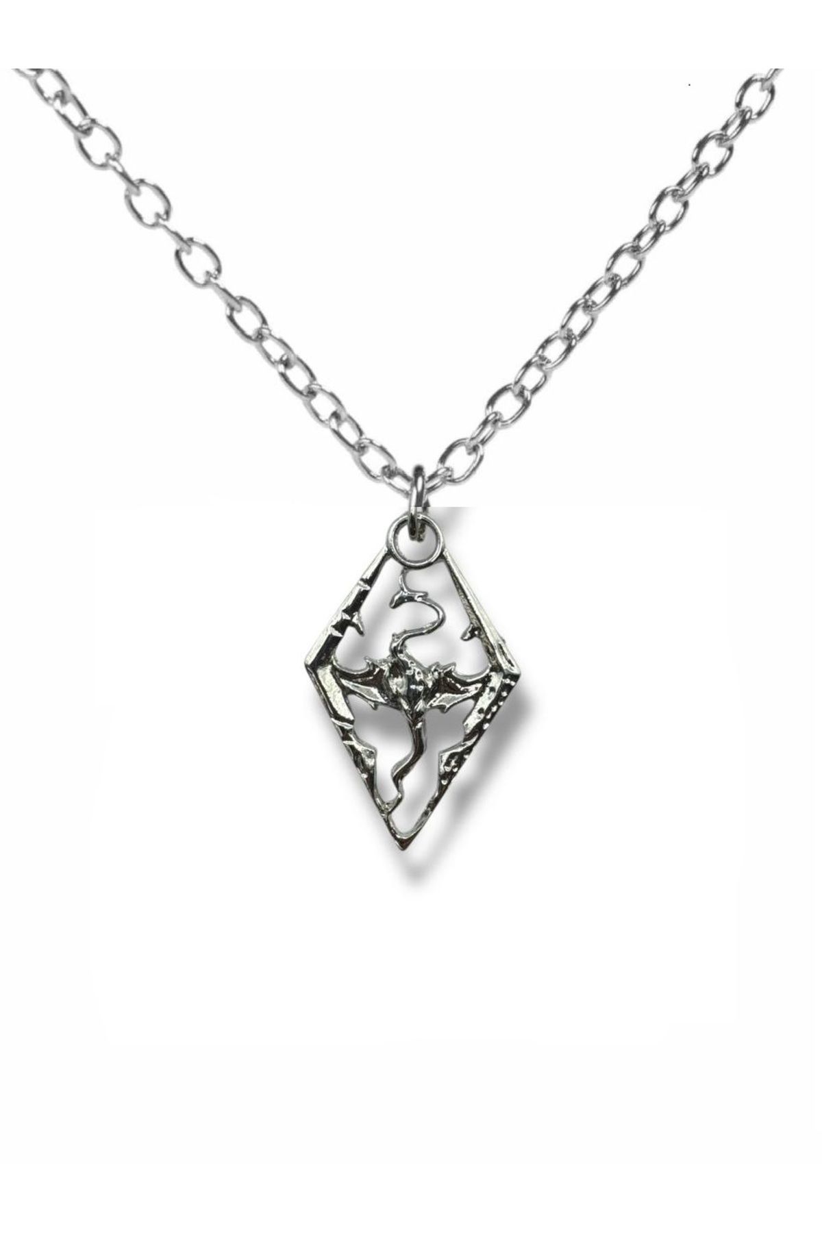 Herşey Nota Skyrim Dragonborn Figürlü Kolye 60 cm Zincirli | The Elder Scrolls V Temalı Unisex Oyun Takısı
