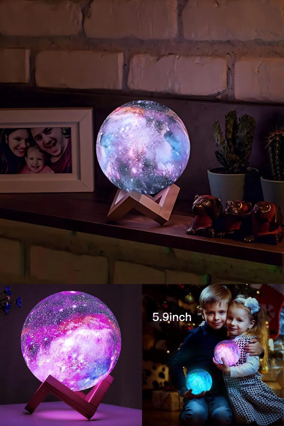 Midday 🌈 “3D Galaxy Moon Light - Çocuklar ve Sevdikleriniz İçin Büyüleyici Hediye!” Galaksi Standlı Lamba