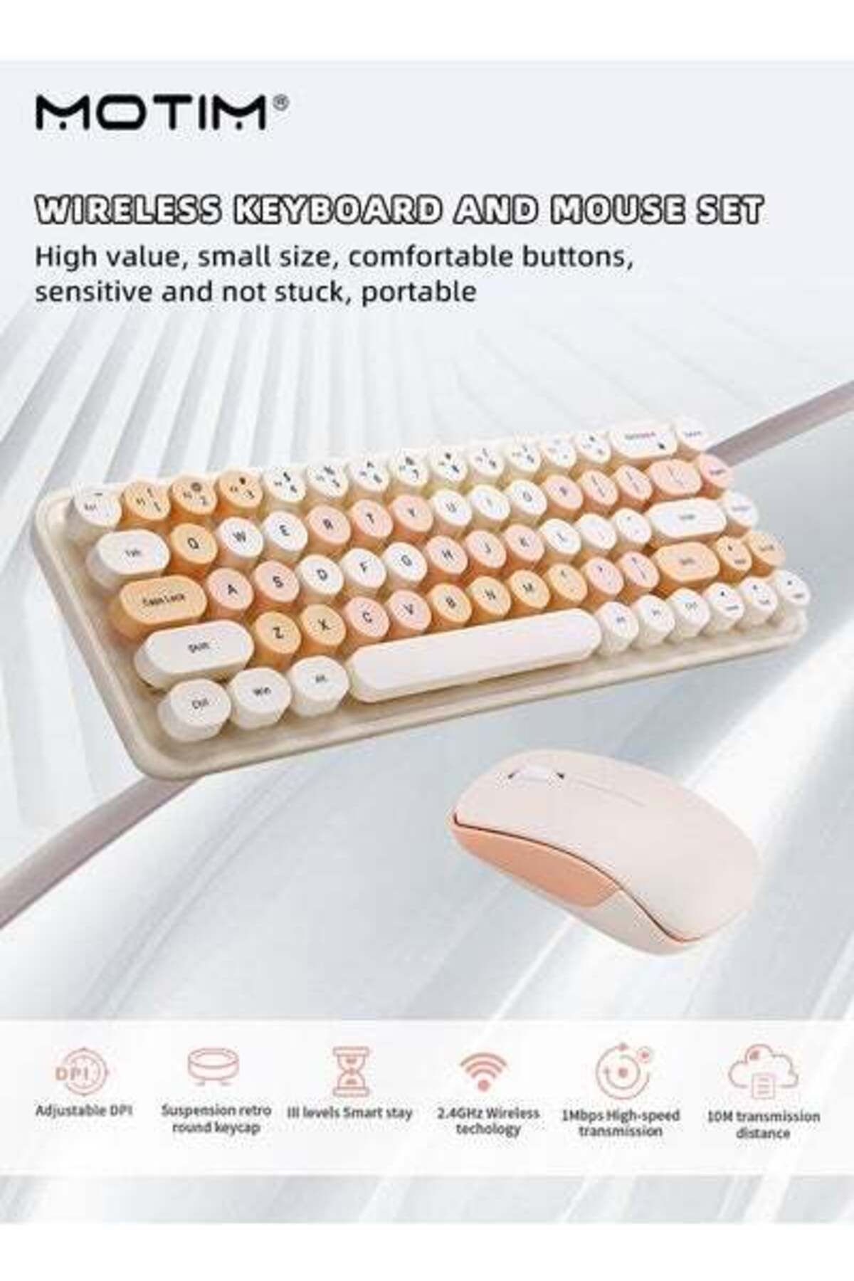 MOTIM-Wireless Keyboard And Mouse Combo 84-Key, 2.4G Wireless Connection, Ultra-Thin Sleek 1