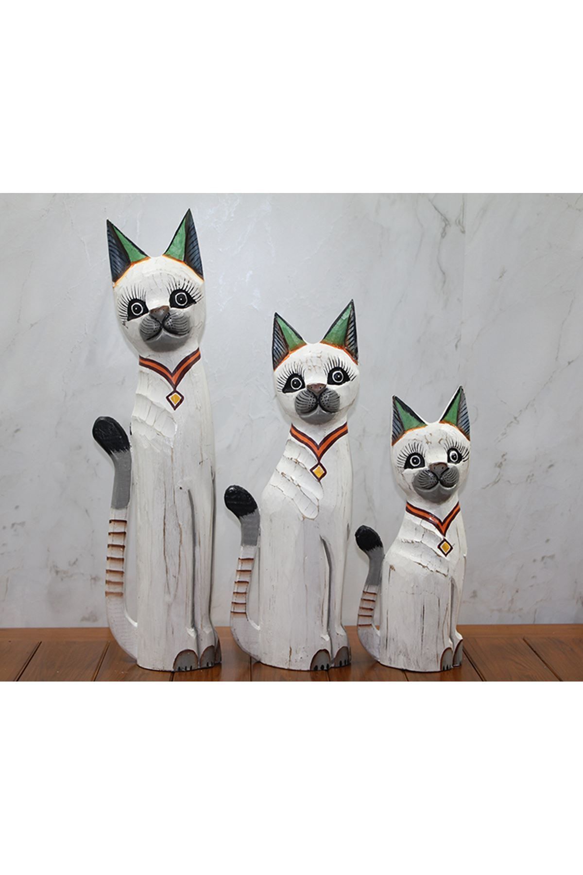 CONAHOME Ahşap 3'lü Kedi Seti 50 Cm