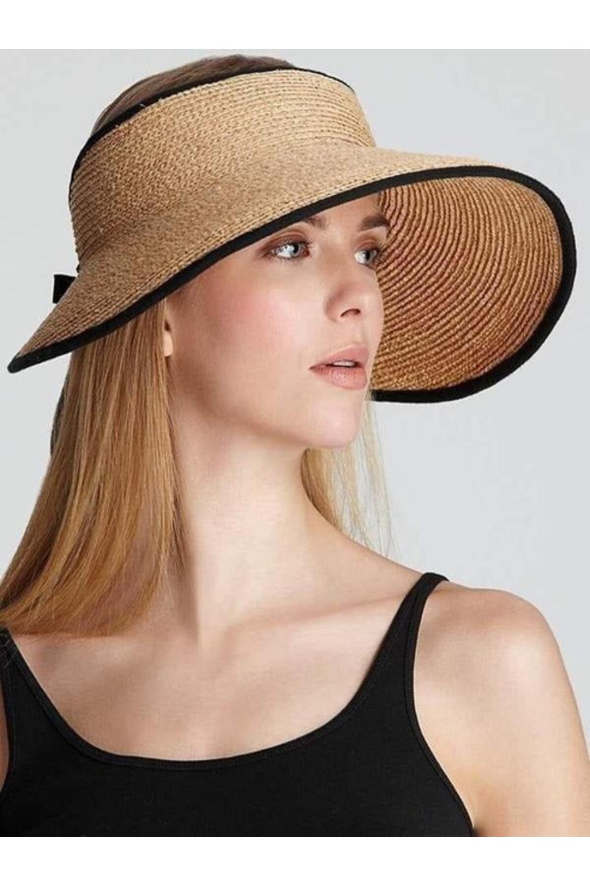 Castivo Fashion Fiyonklu Katlanabilir Geniş Kenarlı Vizör Hasır Şapka