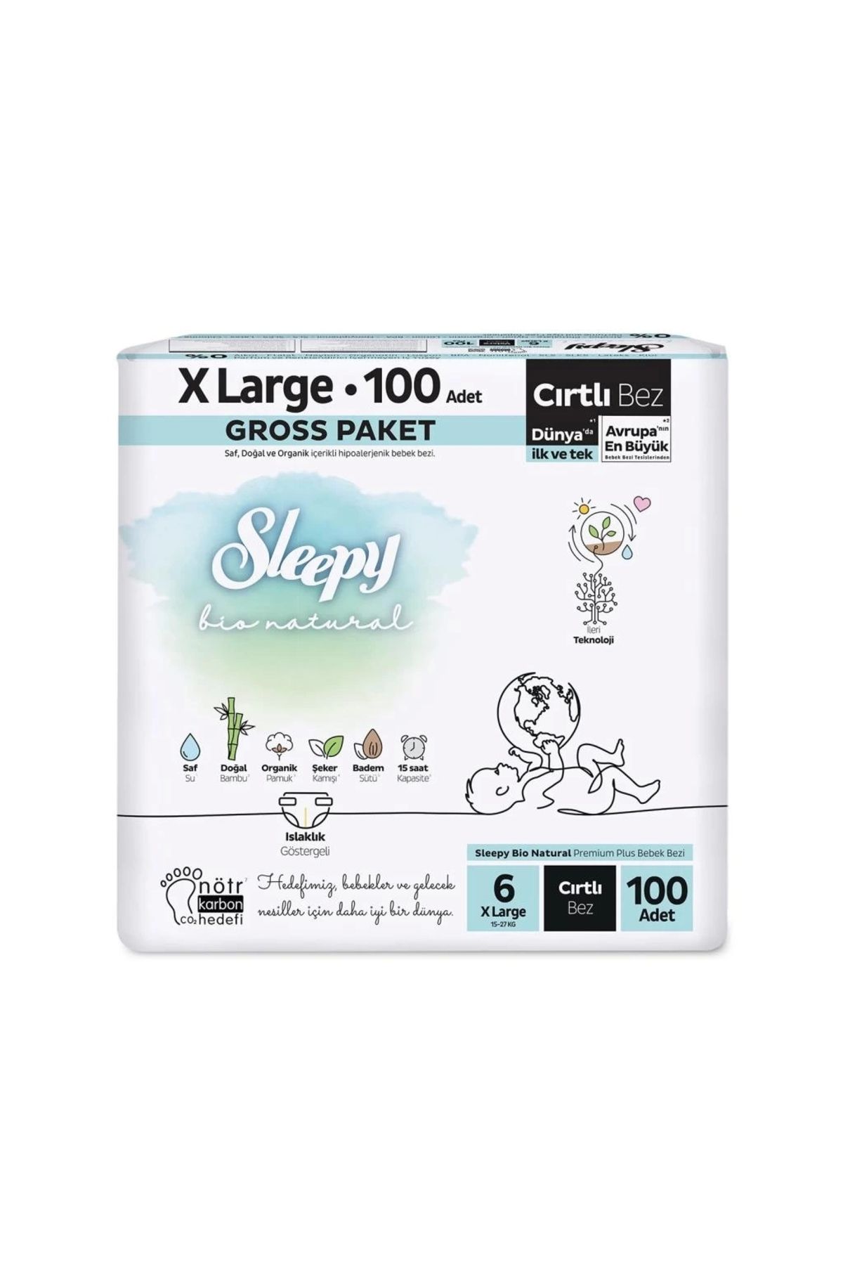 artisania Sleepy Bio Natural Bebek Bezi Gross Paket 6 Beden 100 Adet