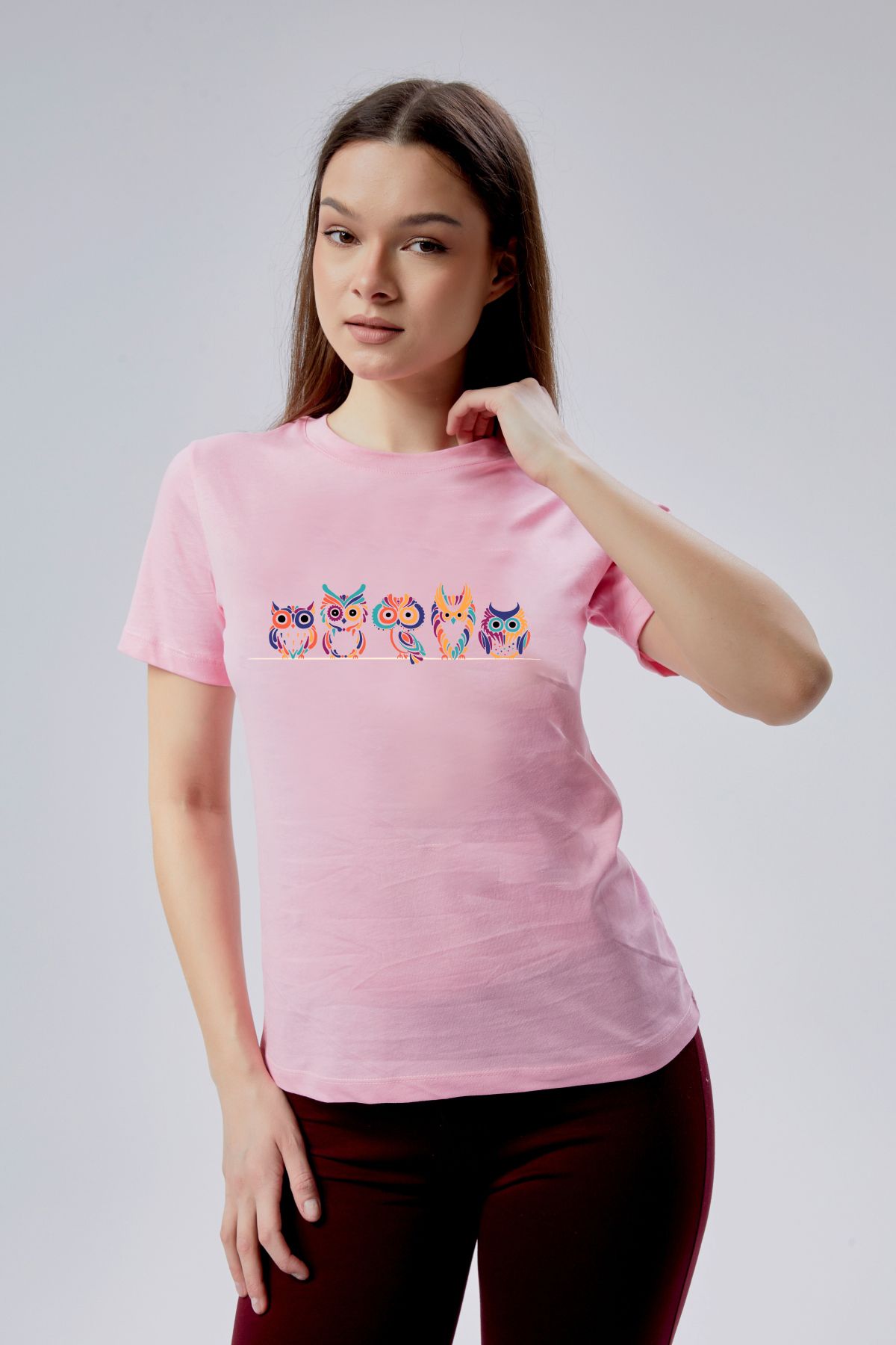 Kurun's Collection Baykuşlar Baskılı Kısa Kol Pamuklu Tshirt