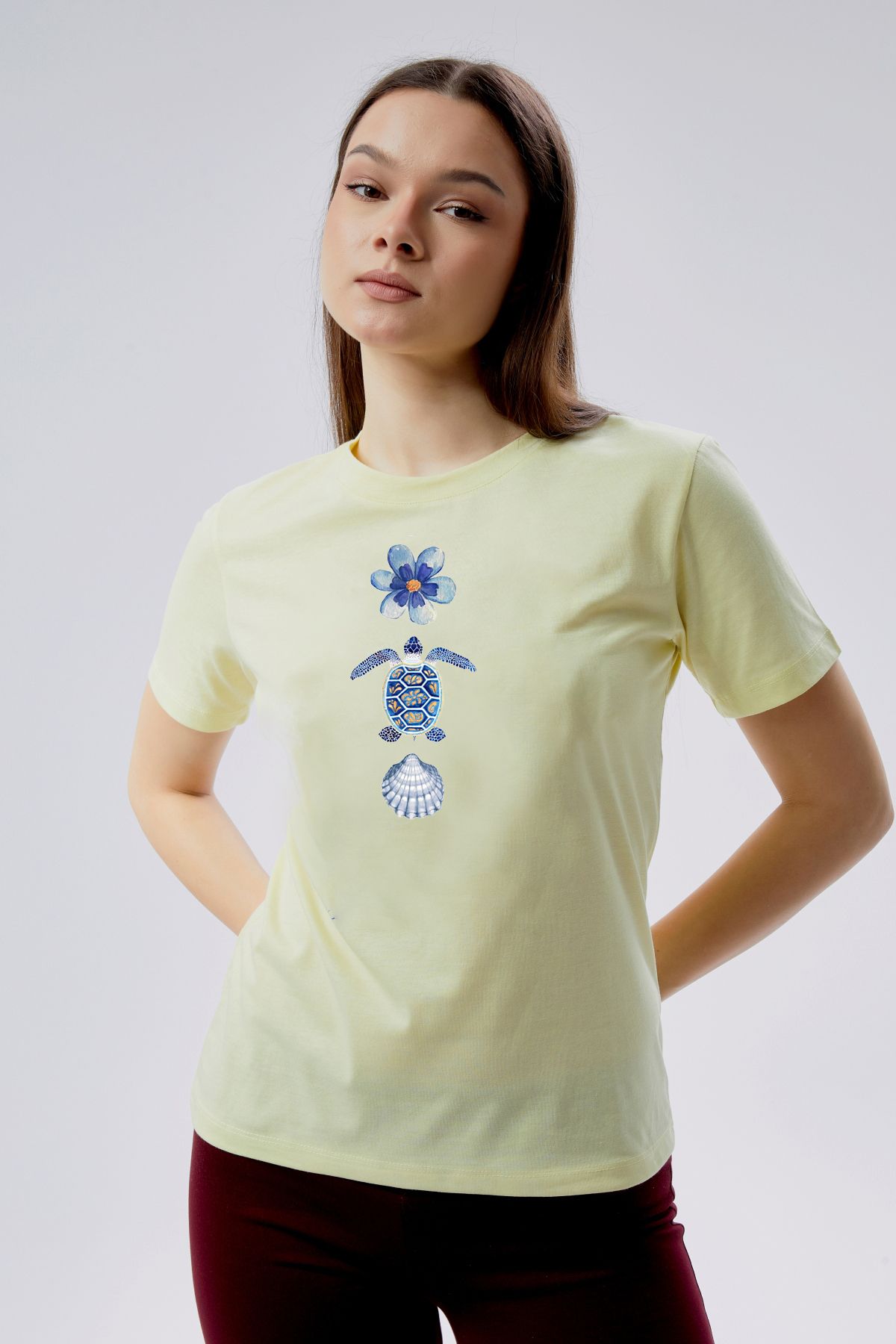 Kurun's Collection Caretta Baskılı Kısa Kol Pamuklu Tshirt