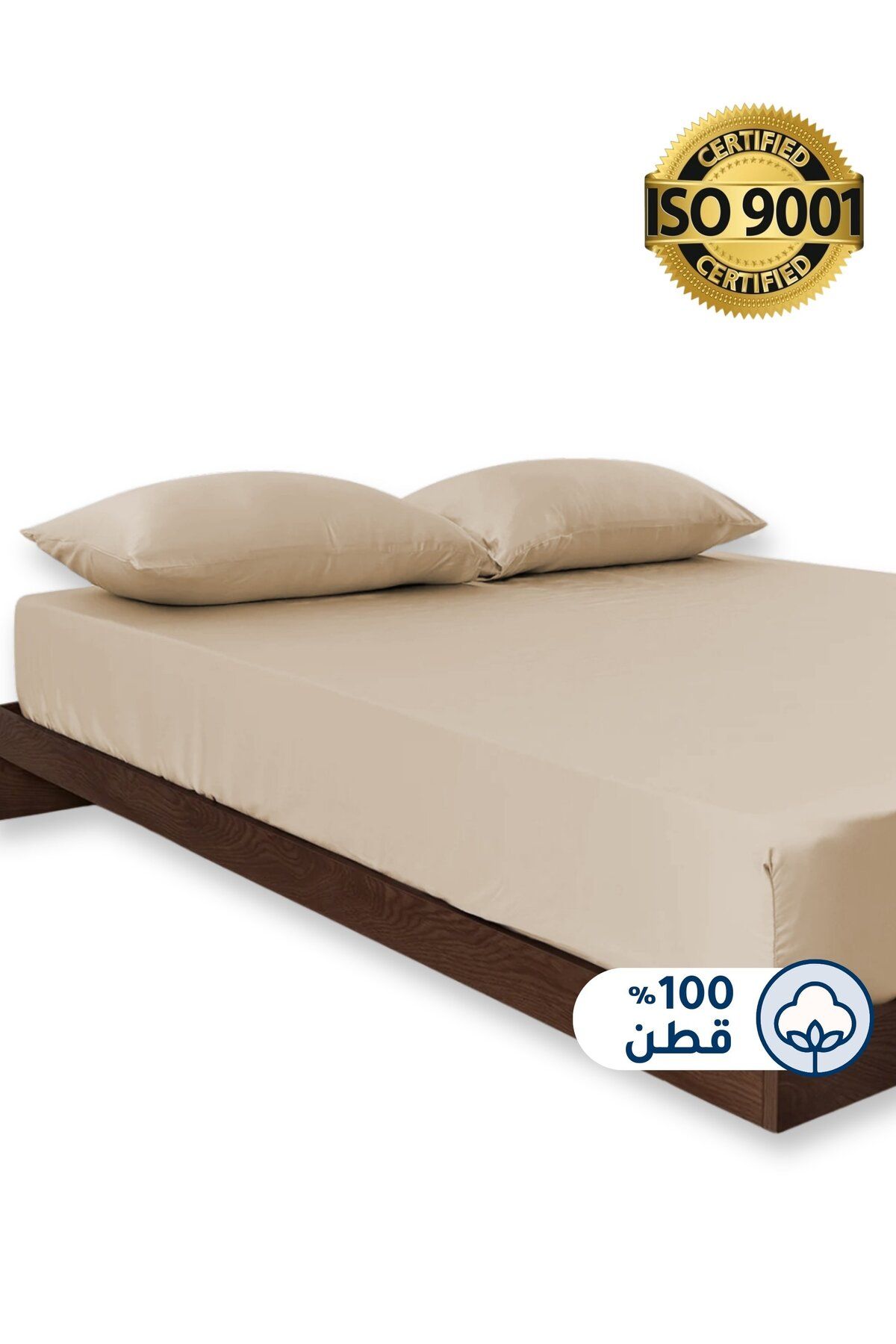 Master Home Textile-Cotton Fitted Sheet Set, 3 Pcs Queen Size, 100% Cotton 200TC, 35cm Deep Pocket, Fits 160x200cm Bed 1