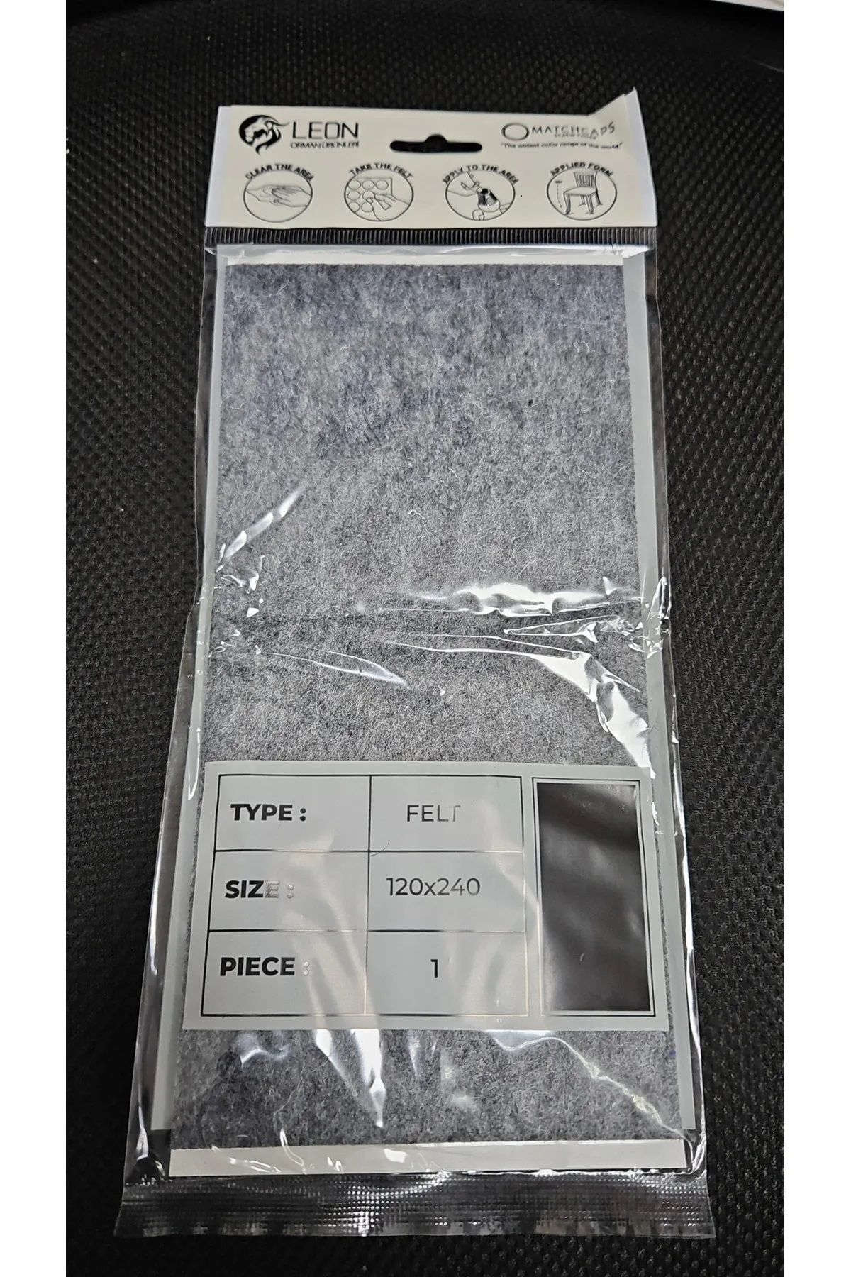 leon Kendinden Yapışkanlı Mobilya Ayak Keçesi - Gri - 12cm x 24cm