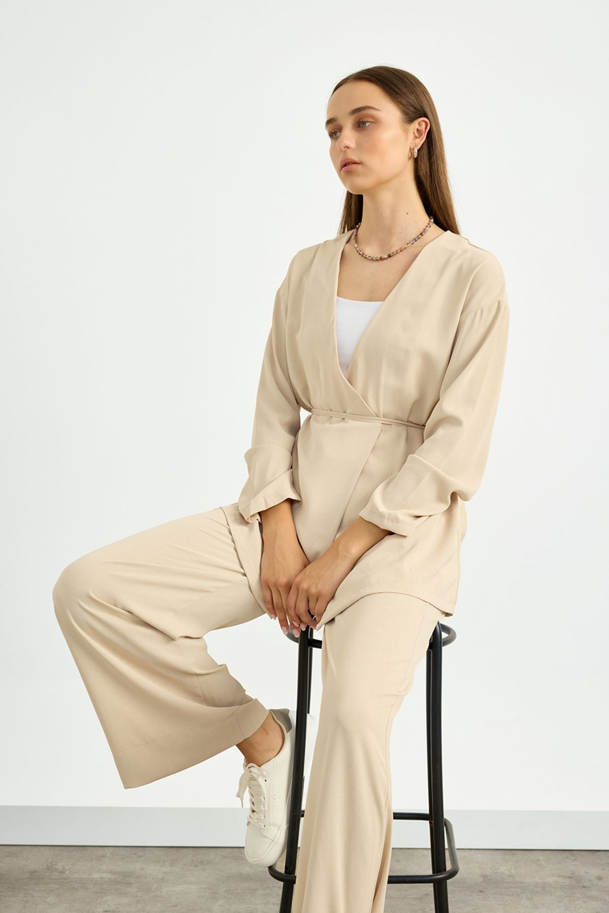 Birgül Bektaş-Beige Kimono Set 5