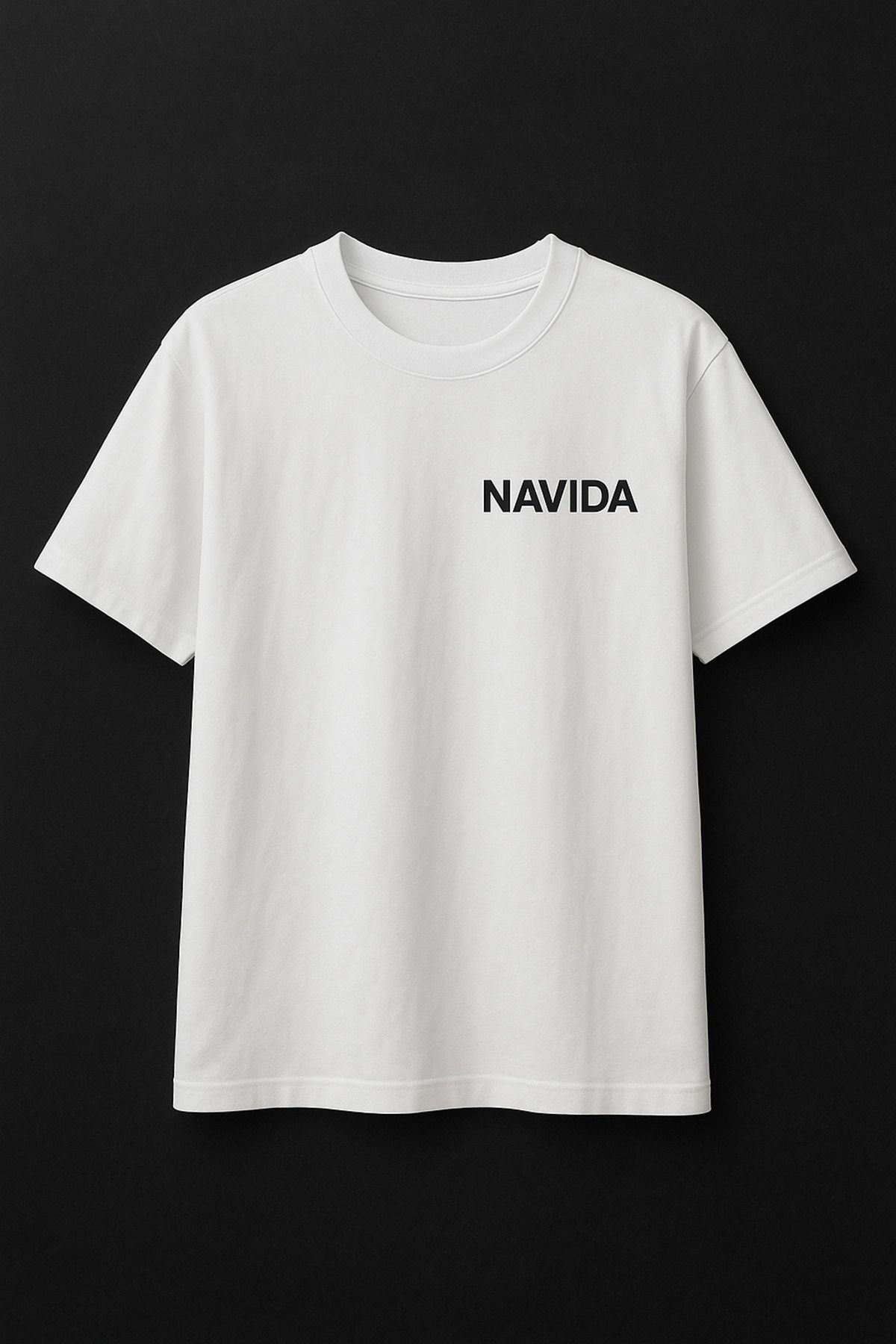 Navıda wear NAVIDA Oversize Unisex Beyaz Tişört – Minimal Baskılı