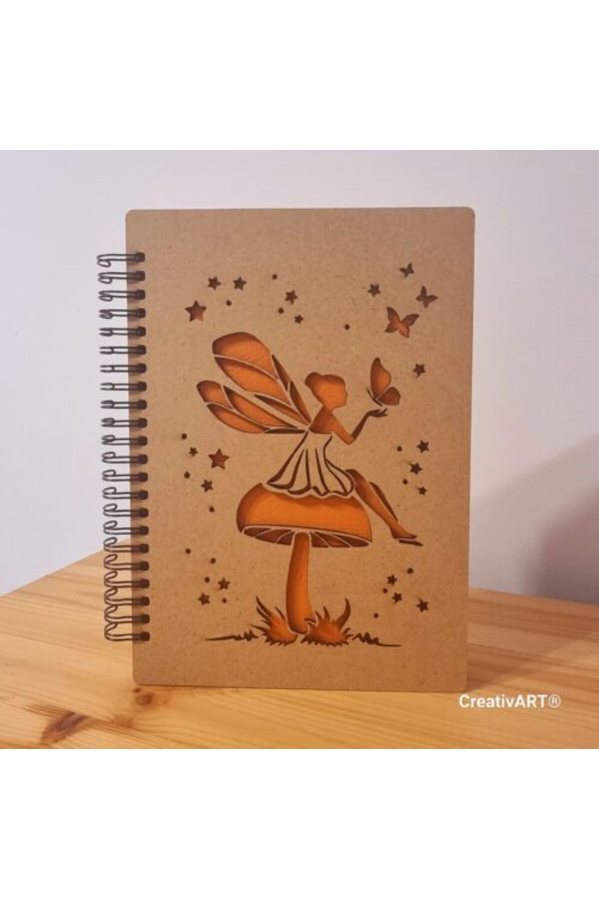 CreativArt-A5 diary with wooden covers, story pattern 1