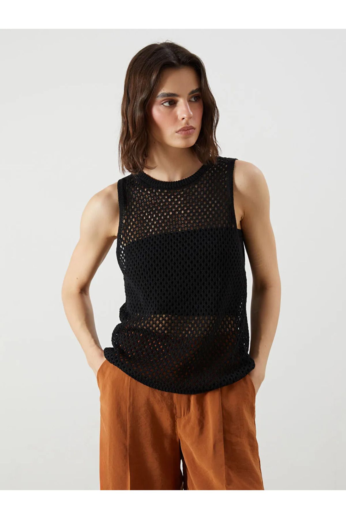 LC Waikiki-Lcw Vision Crew Neck Openwork Women's Knitwear Singlet 6
