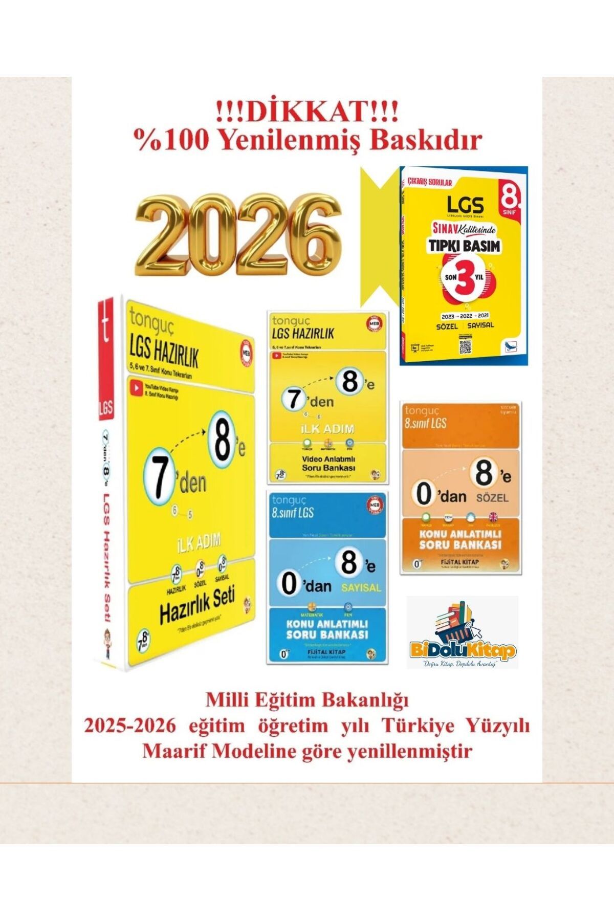 Sınav Yayınları Tonguç Akademi 7'den 8'e Hazırlık Seti & LGS 3 Yıl Tıpkı Basım Çıkmış Sorular