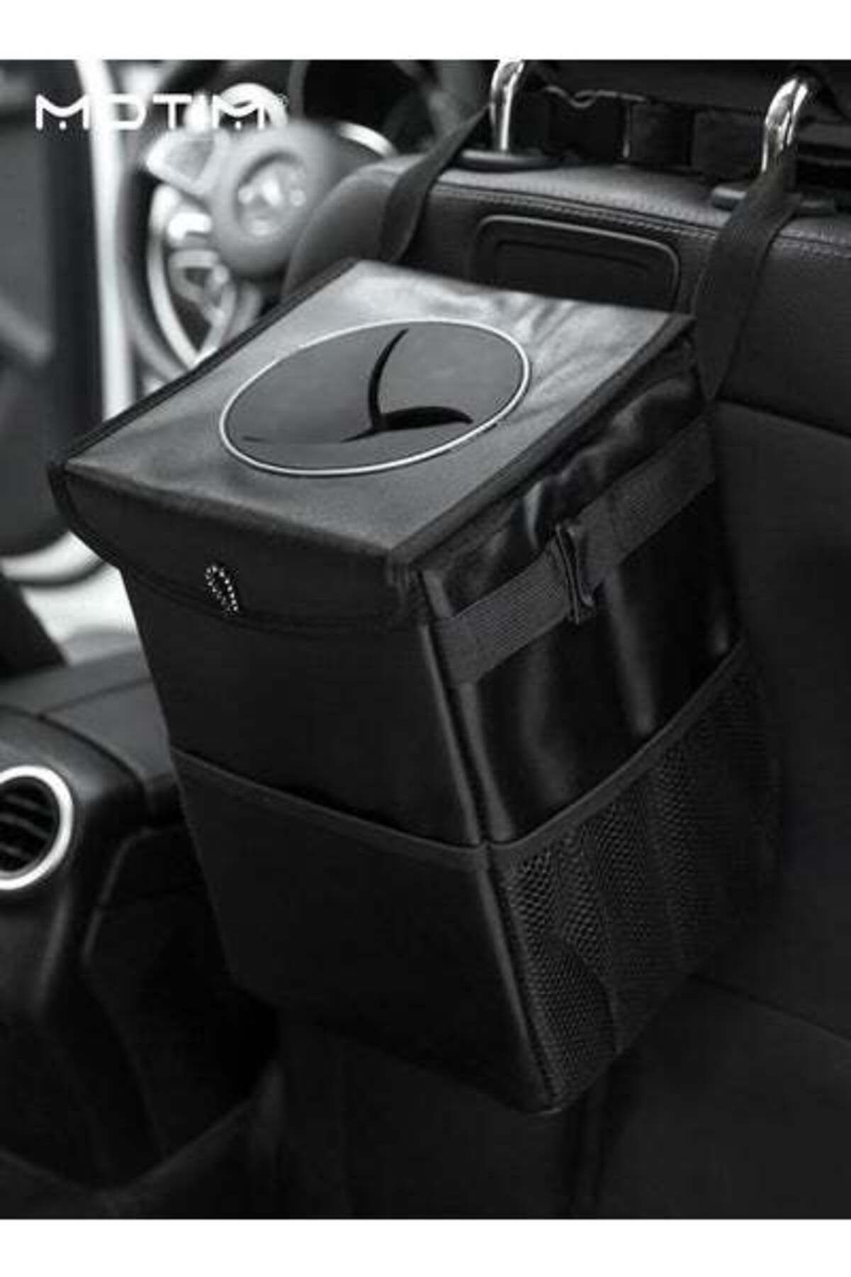 MOTIM-1 Pcs Car Sun Visor Tissue Holder, Leather Tissue Box Napkin Holder And 1 Pcs Car Trash Can with lid 3