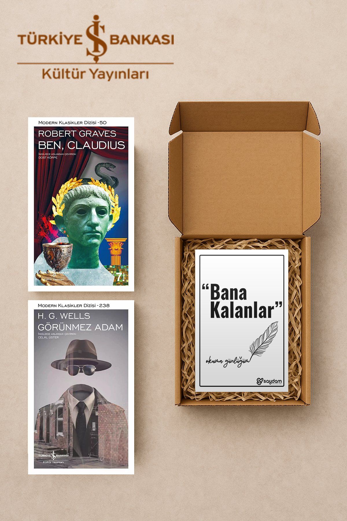 TÜRKİYE İŞ BANKASI KÜLTÜR YAYINLARI Ben, Claudius & Görünmez Adam Seti