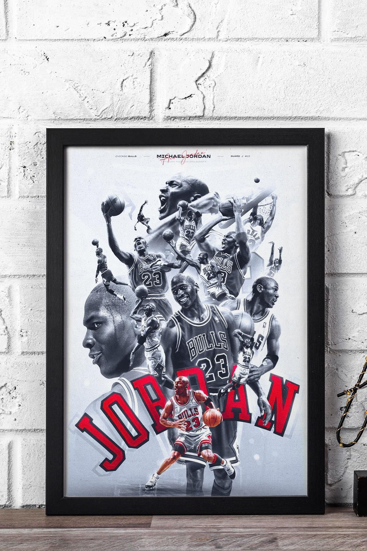 Saturn Michael Jordan Çerçeveli Tablo - Basketbol NBA Posteri Tablo