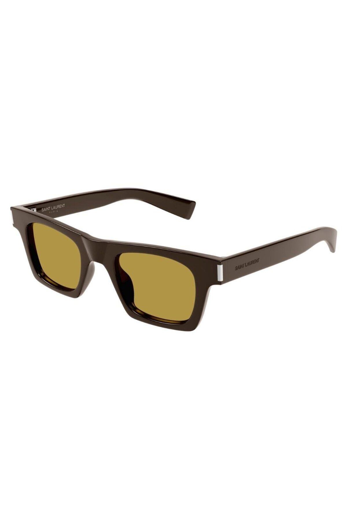 Saint Laurent Yves Saint Laurent SL 719 004 47-22 Unisex Güneş Gözlüğü – Dikdörtgen Çerçeve, Sarı Lens, UV400
