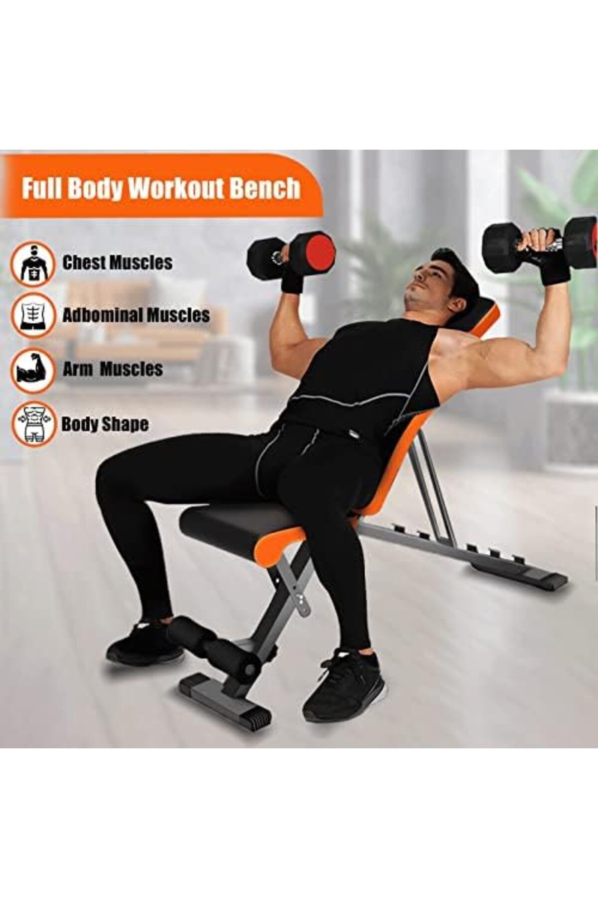Skyland-SKY LAND Exercise Bench | Foldable & Multi-Function Adjustable Weight Bench for Home Gym | Ergonomic 4