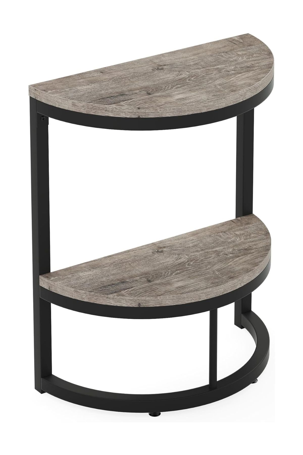 sharpdo-2-Tier End Table Semi Circle, Small Half Round Side Table with Storage Shelf 5