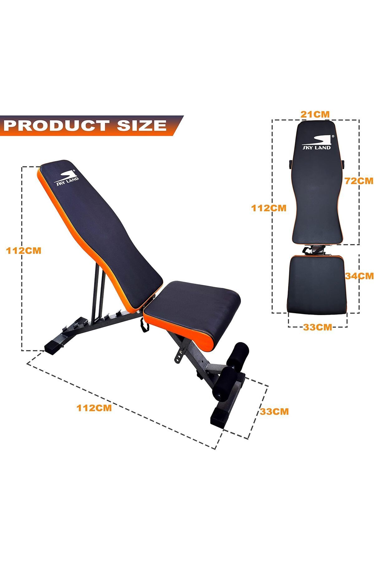 Skyland-SKY LAND Exercise Bench | Foldable & Multi-Function Adjustable Weight Bench for Home Gym | Ergonomic 9