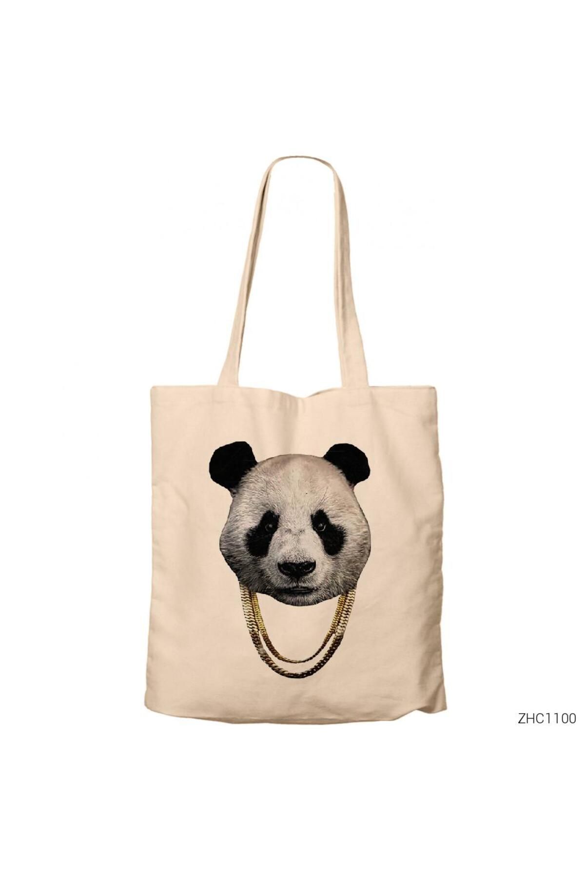Z zepplin Rapçi Panda Krem Fermuarlı Bez Çanta Gabardin