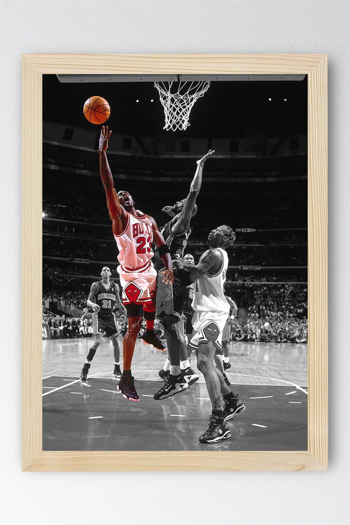 Saturn Michael Jordan Çerçeveli Tablo - Basketbol NBA Posteri Tablo